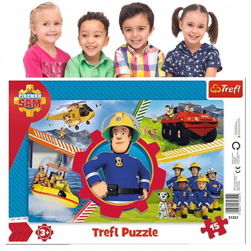 Układanka STRAŻAK SAM 15 elementów puzzle dla MALUCHÓW Zestaw Puzzli