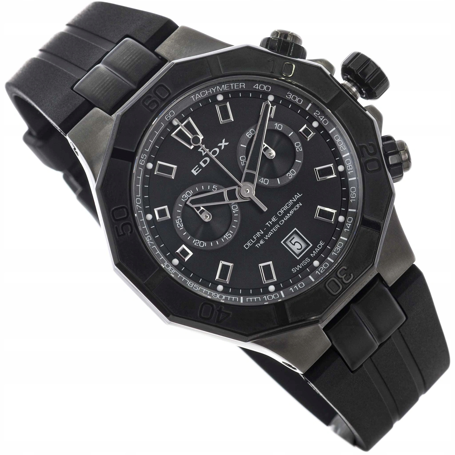 Pánské Hodinky Edox 10113 37GNCA Ngin Delfín Černé Na Řemínku Stopky 200 M