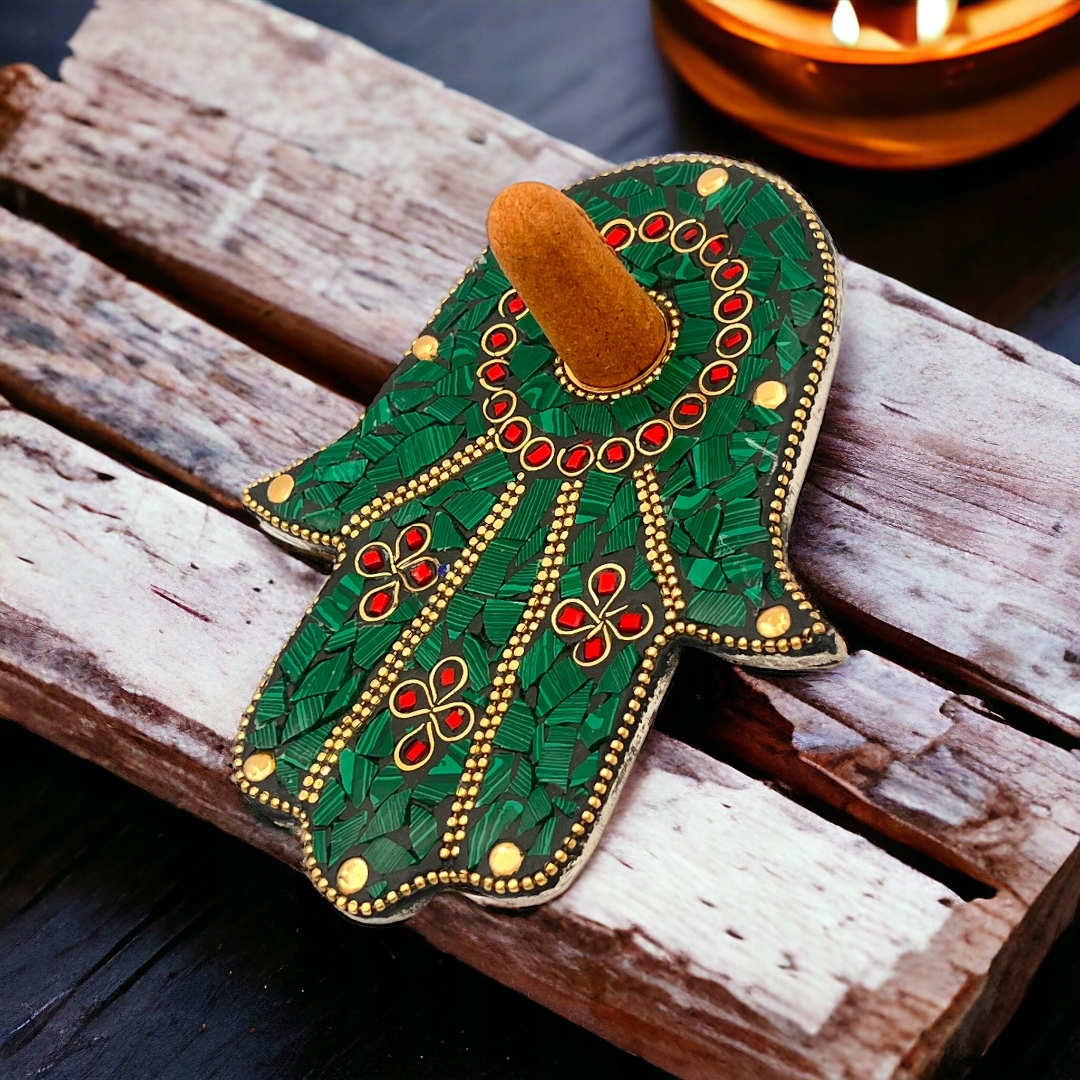 Podstawka Na Kadzidła Metalowa Stojak Do Wypalania Kadzidełek Dłoń Fatimy Długość 12 cm