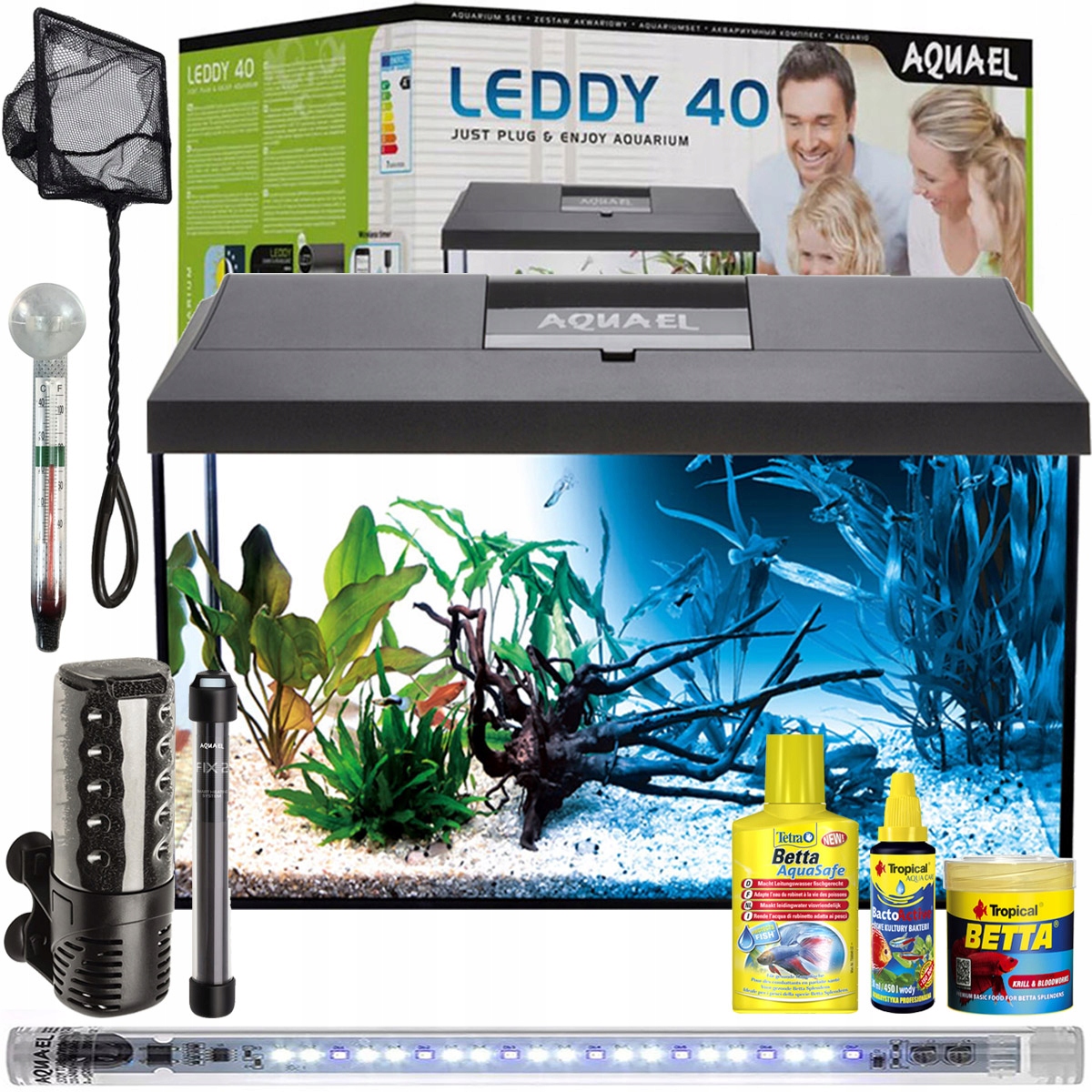 Leddy Day & Night 40 Black Zestaw Dla Bojownika Akwarium Wyposażenie