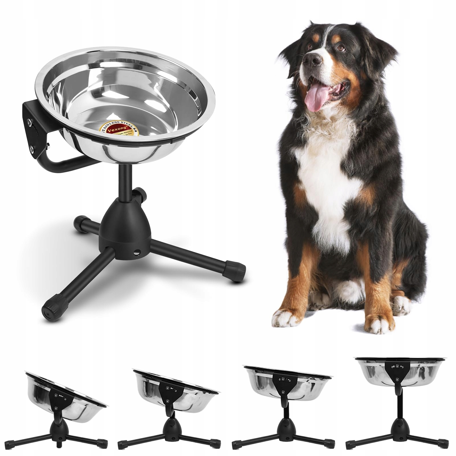 Levně Vexong Vyvýšená miska pro psa Nerezová Ocel Nastavitelná Protiskluzová