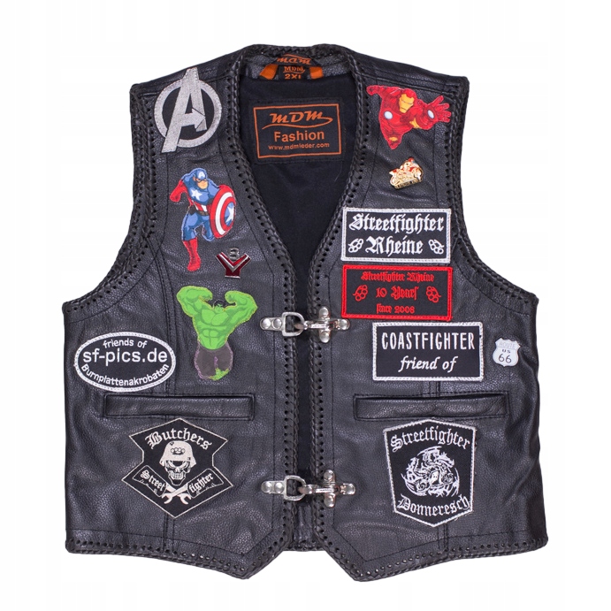 MDM LEDER SKÓRA KAMIZELKA MOTOCYKL PATKI DZIECIĘCA