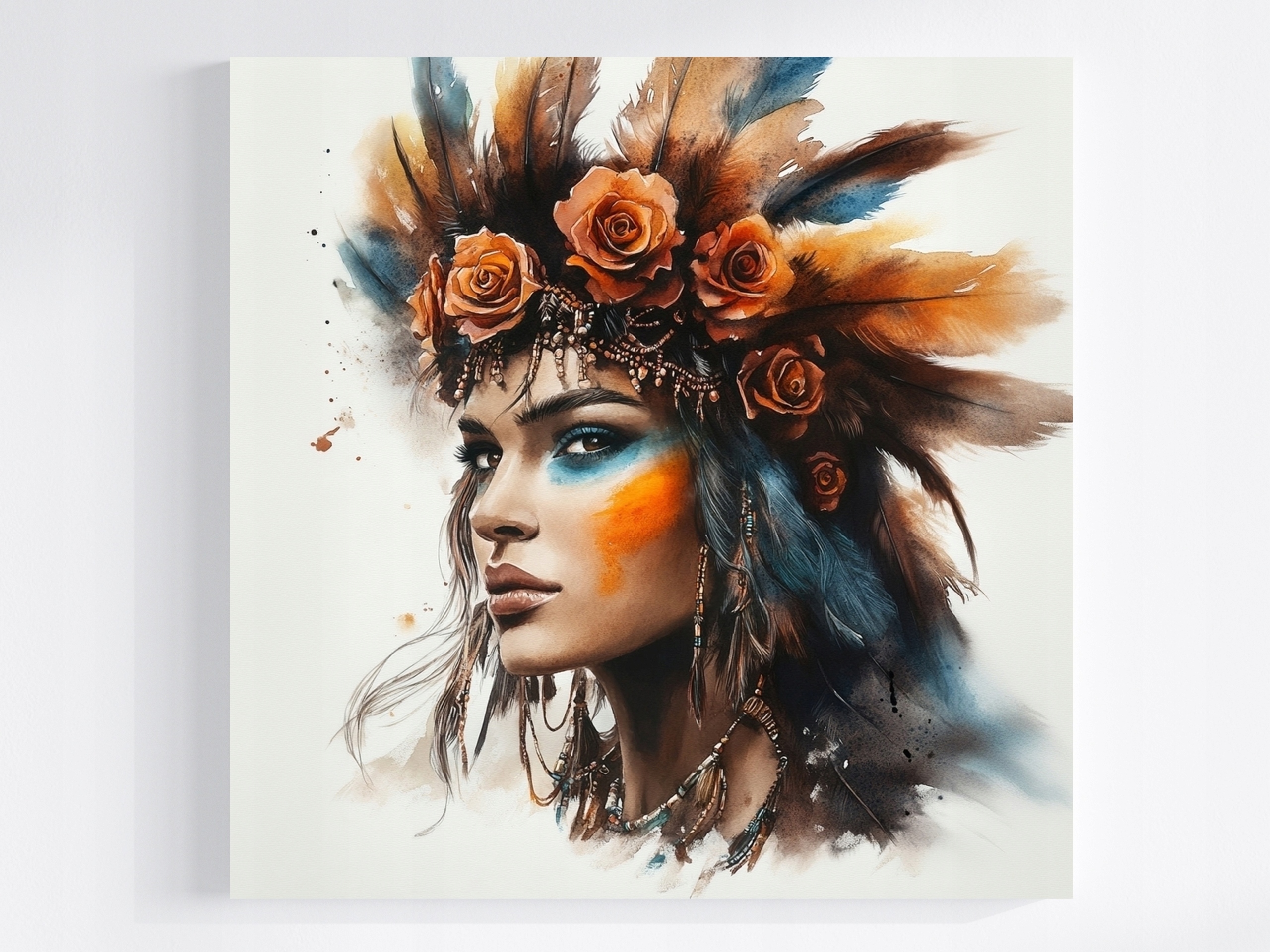 Obraz Na Plátně Canvas Portrét Žena Indiánka Amerika Etno Boho 80x80
