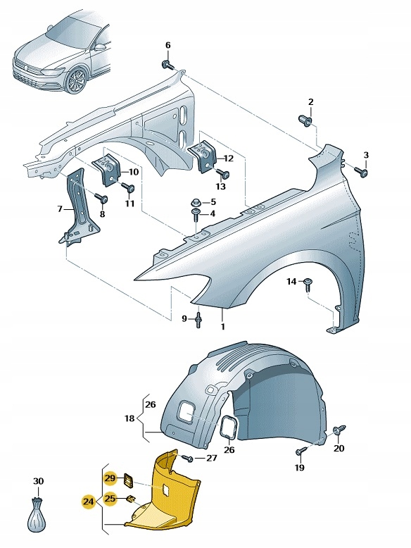 volkswagen oe 3G0805911 ac подкрылки Передний л