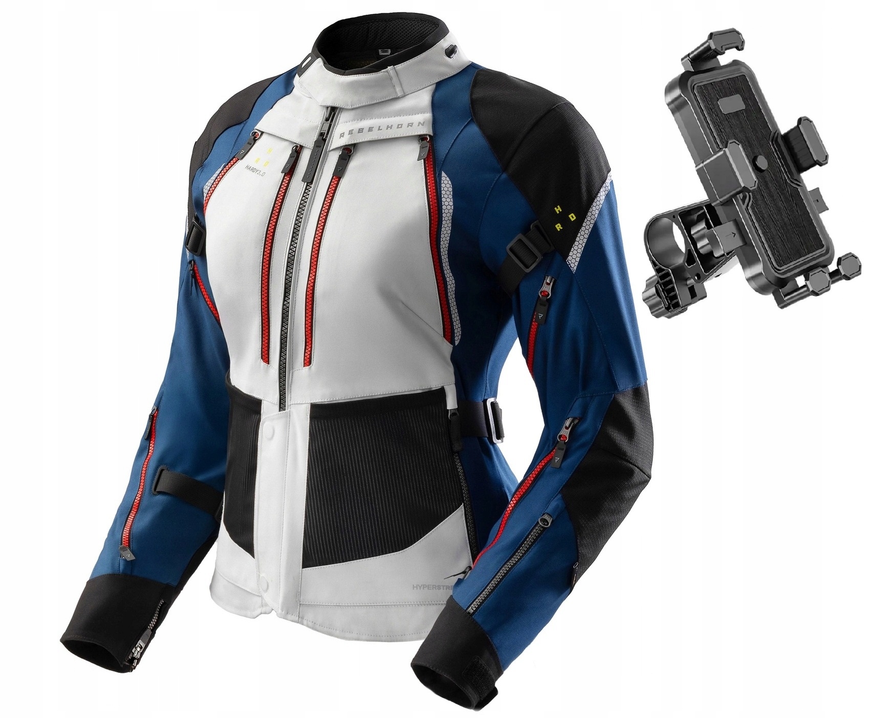Rebelhorn Dámska Motocyklová Bunda Hardy 3.0 Blue/grey/red M držiak zdarma