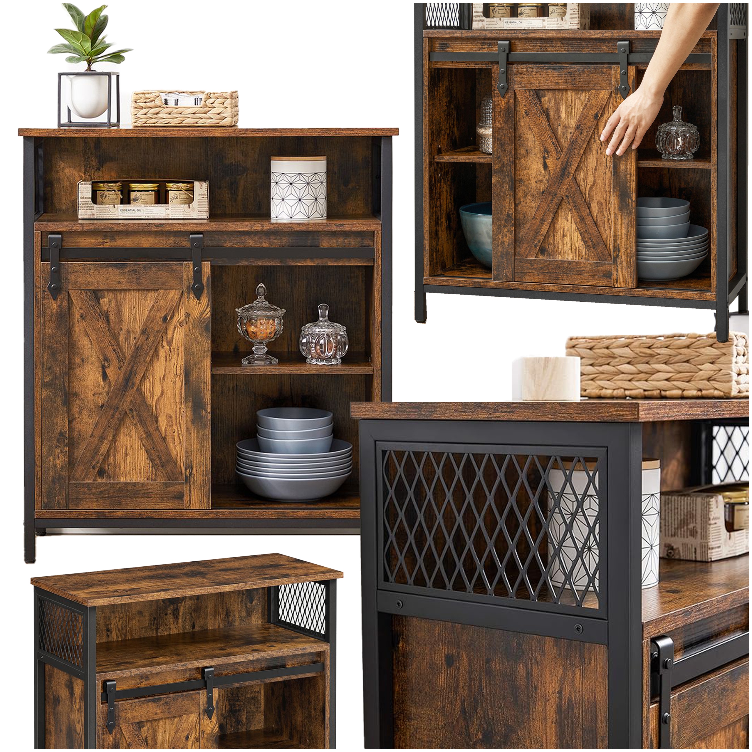 Kuchyňská skříňka s posuvnými dveřmi Nastavitelná Police Komoda Kredens Loft