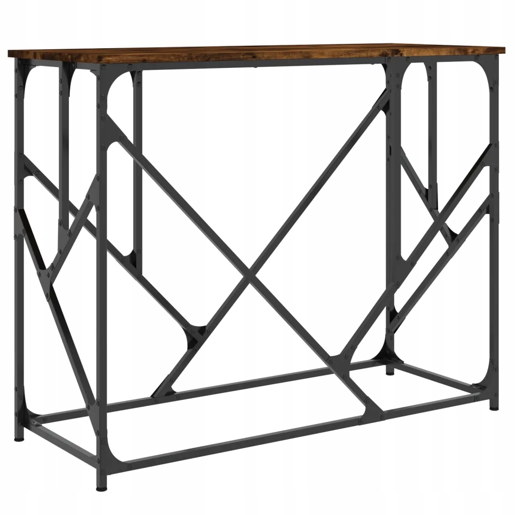 Konzolový stolek kouřový dub 100 x 40 x 80 cm s kovovým rámem