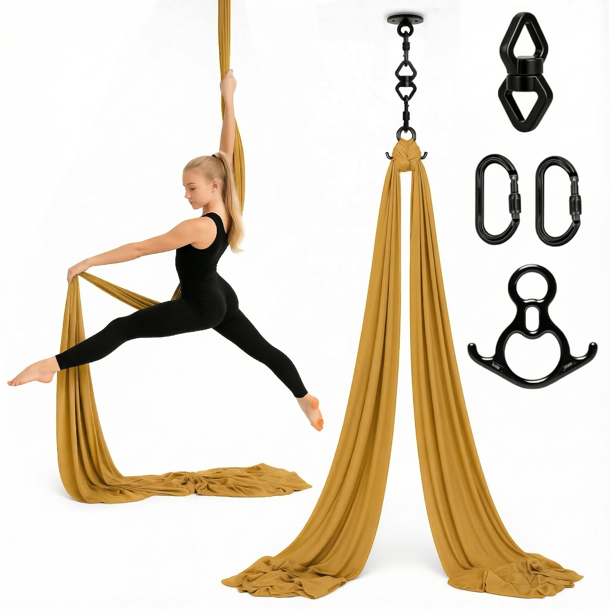 Szarfa akrobatyczna aerial silk 6 m Złota