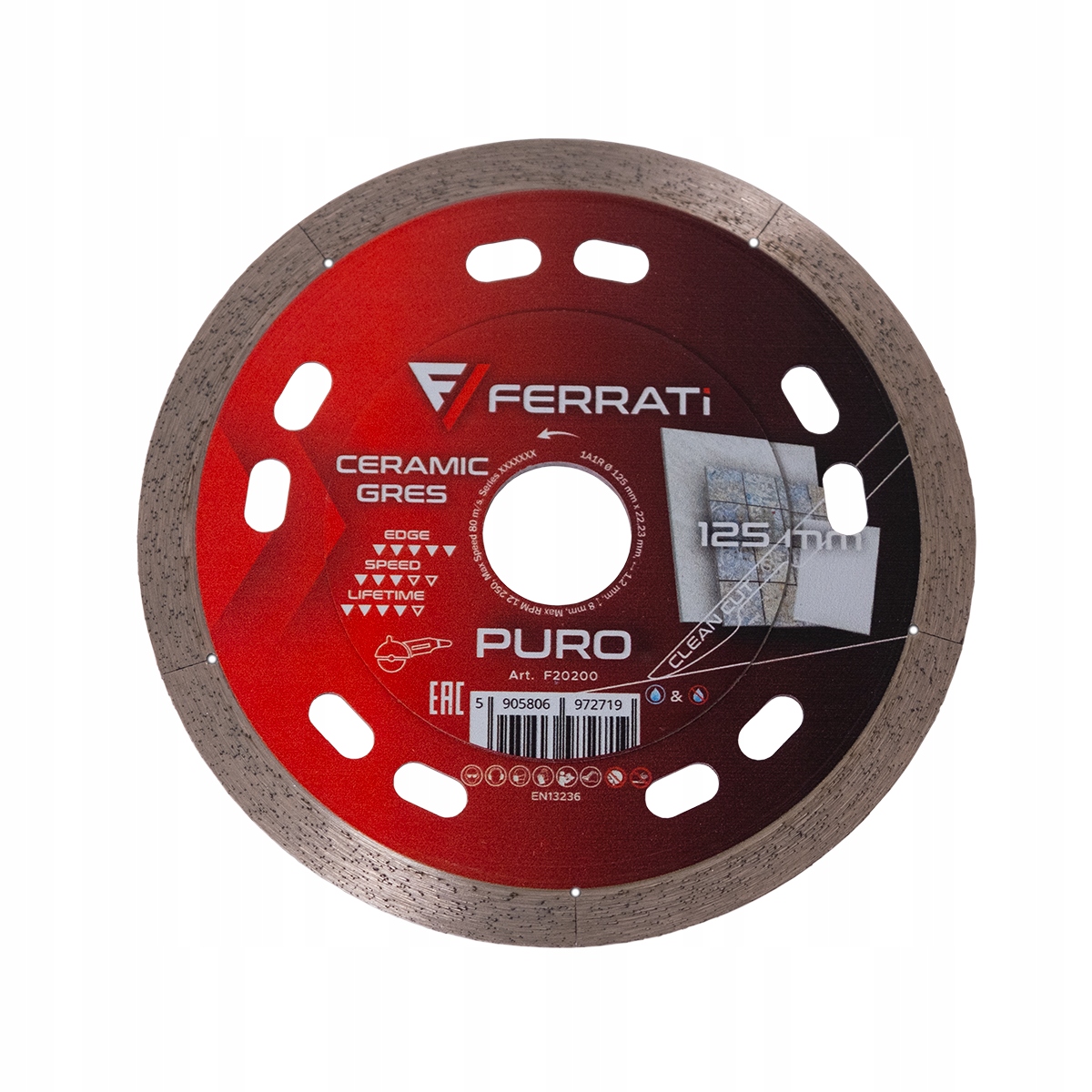 Tarcza diamentowa do gresu i ceramiki Puro 125mm Idealne Cięcie FERRATi