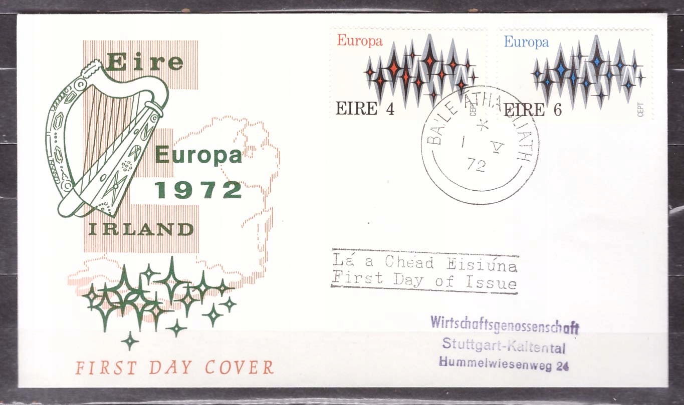 Irlandia CEPT Europa koperta FDC 1972