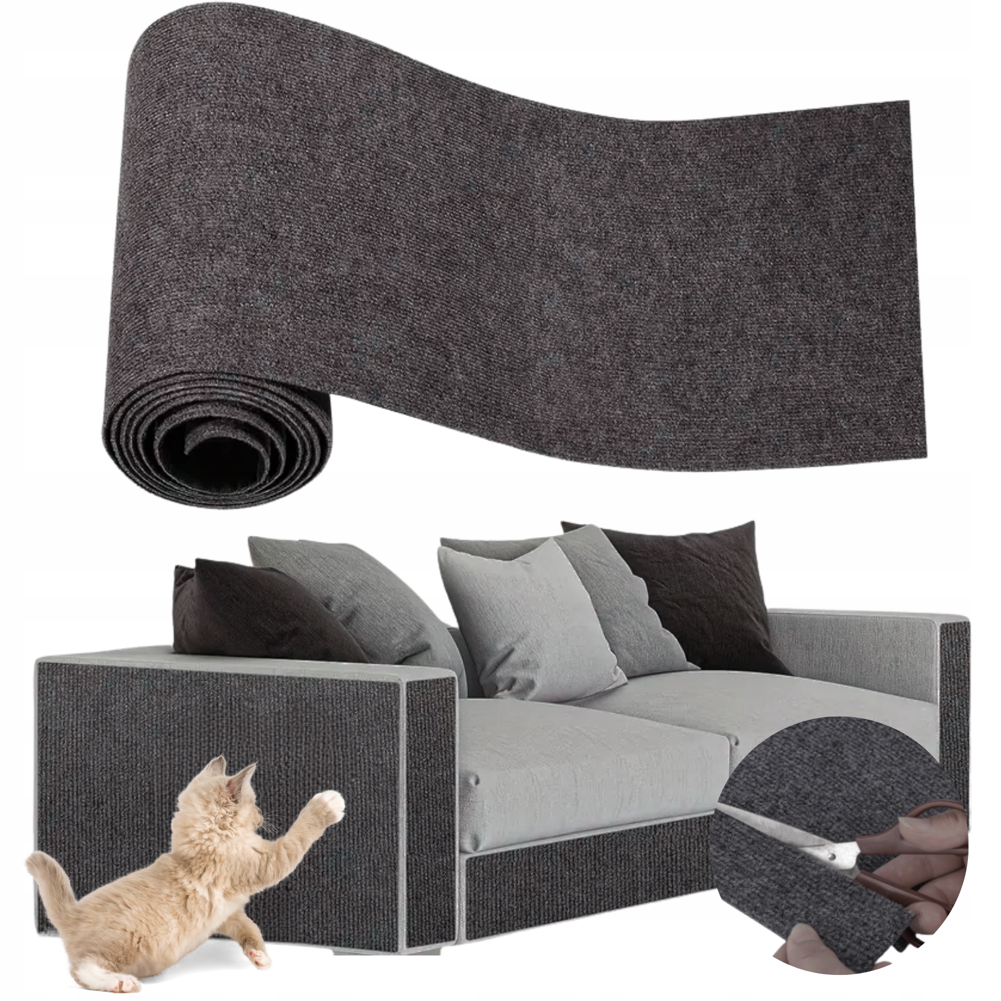 Öntapadós KAPARÓSZŐNYEG kanapéra macskabútor védelem 60x30