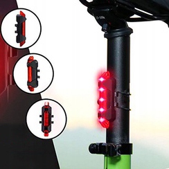 Światło tylne roweru ładowane na usb LED czerwone Marka Inna marka