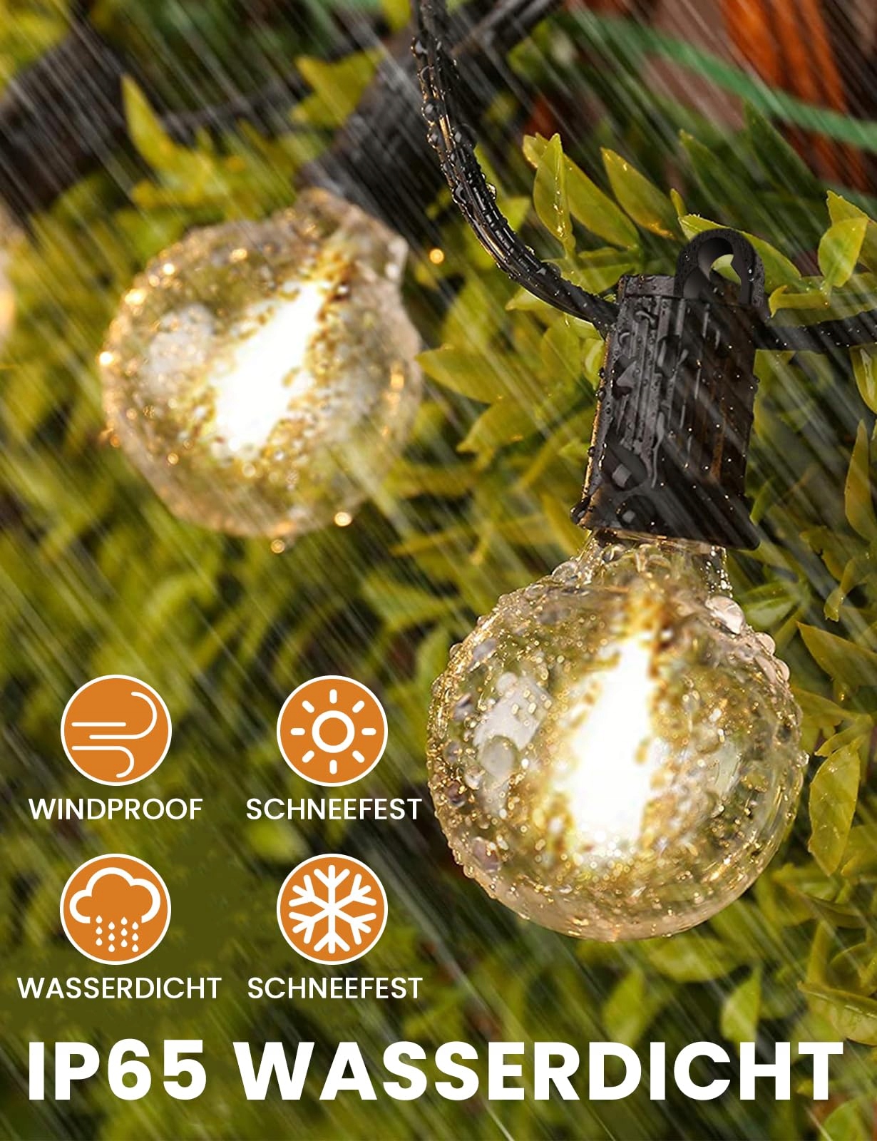 ZOTOYI Girlanda Świetlna 80FT IP65 Wodoodporna 32 Lampy LED Ciepły Biały — miniatura 3