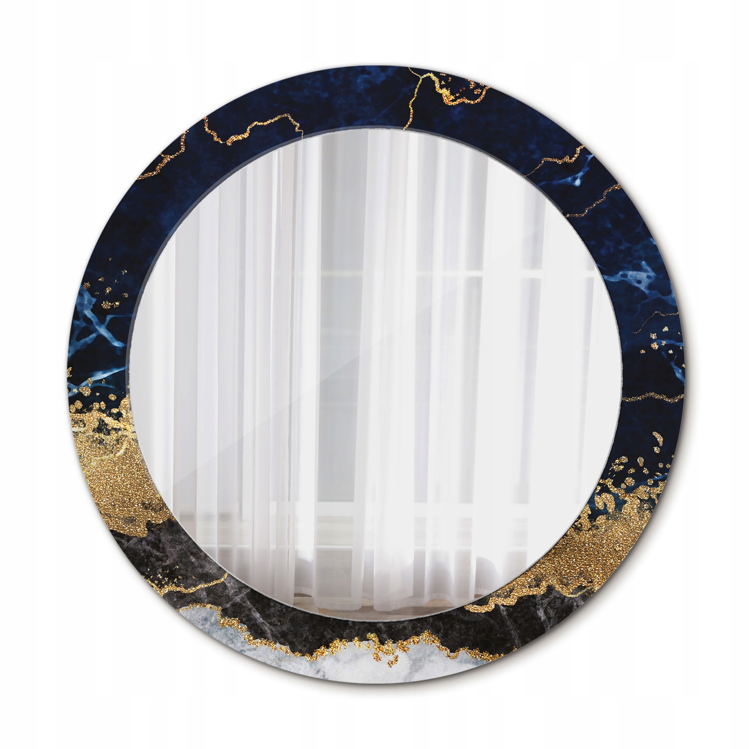 Moderné okrúhle zrkadlo Modrý mramor 70 cm