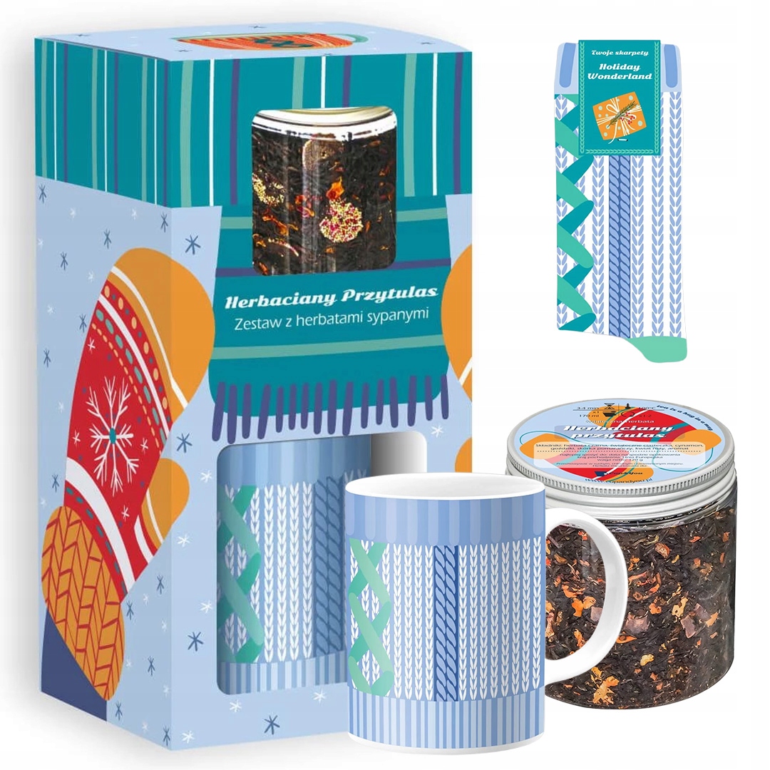 Levně Dárková Sada Box čaj sypaný hrnek ponožky dárek na mikuláše