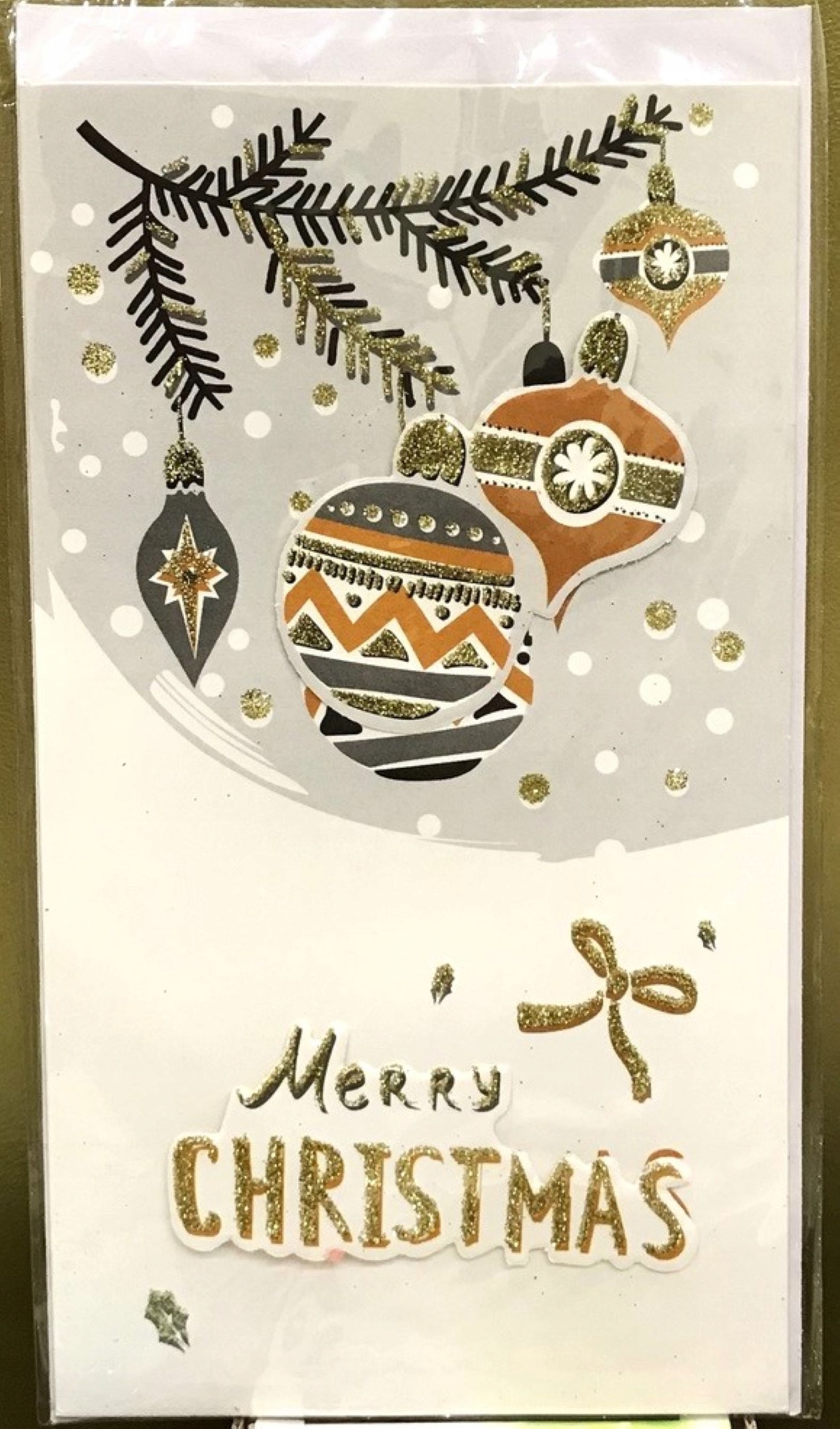 Kartka laurka brokat 3D Boże Narodzenie bez tekstu