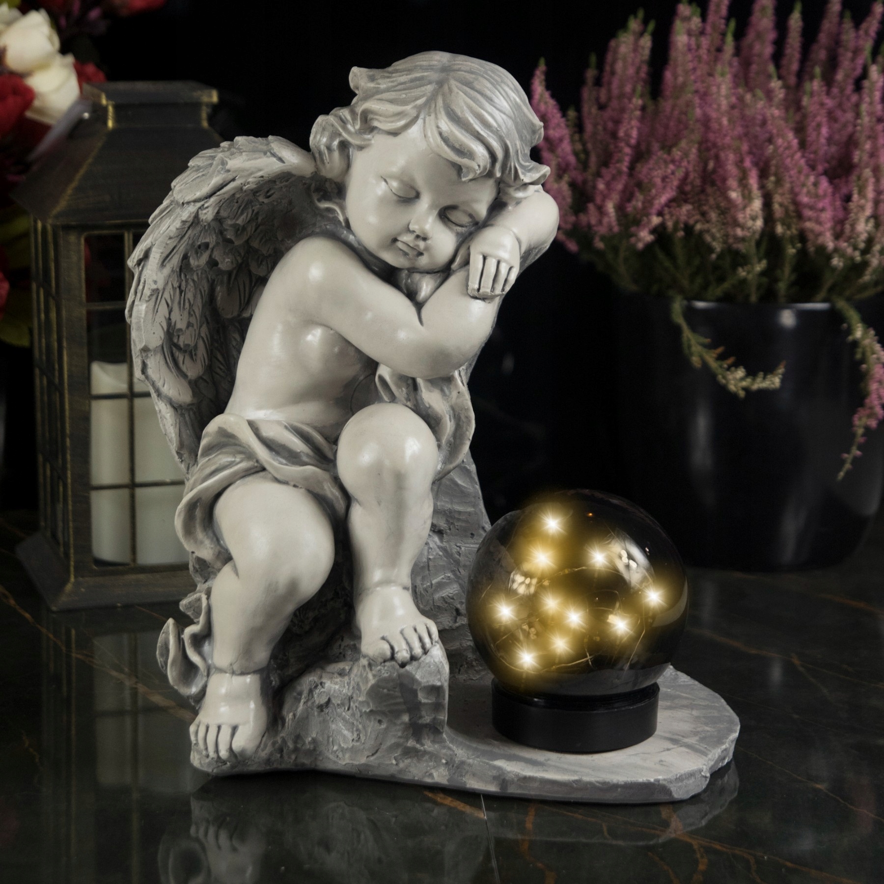 ZNICZ GIPSOWA FIGURKA NAGROBNA LAMPA SOLARNA LED Marka Decortrend