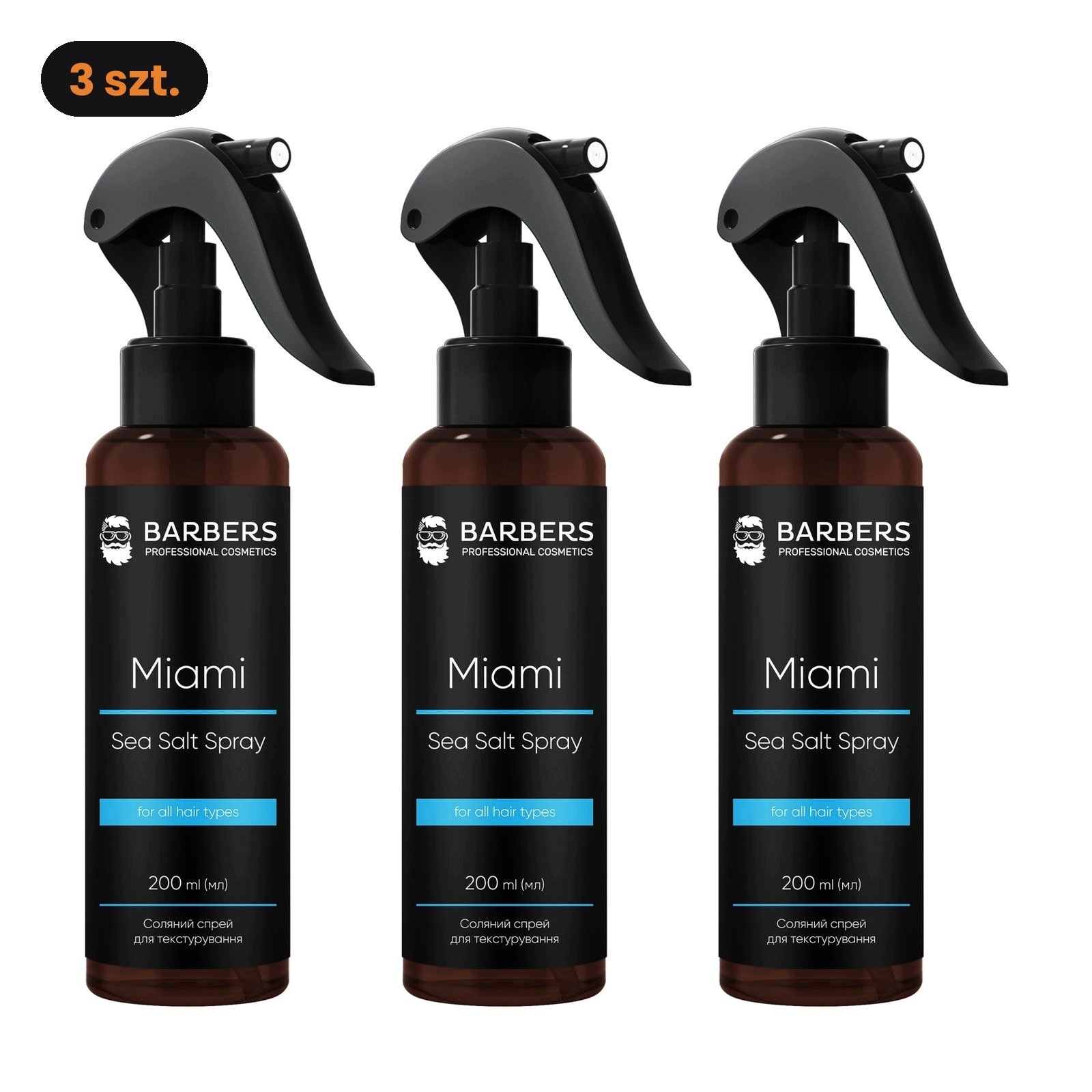 Texturizující sprej na vlasy Barbers Miami, sada 3 x 200 ml