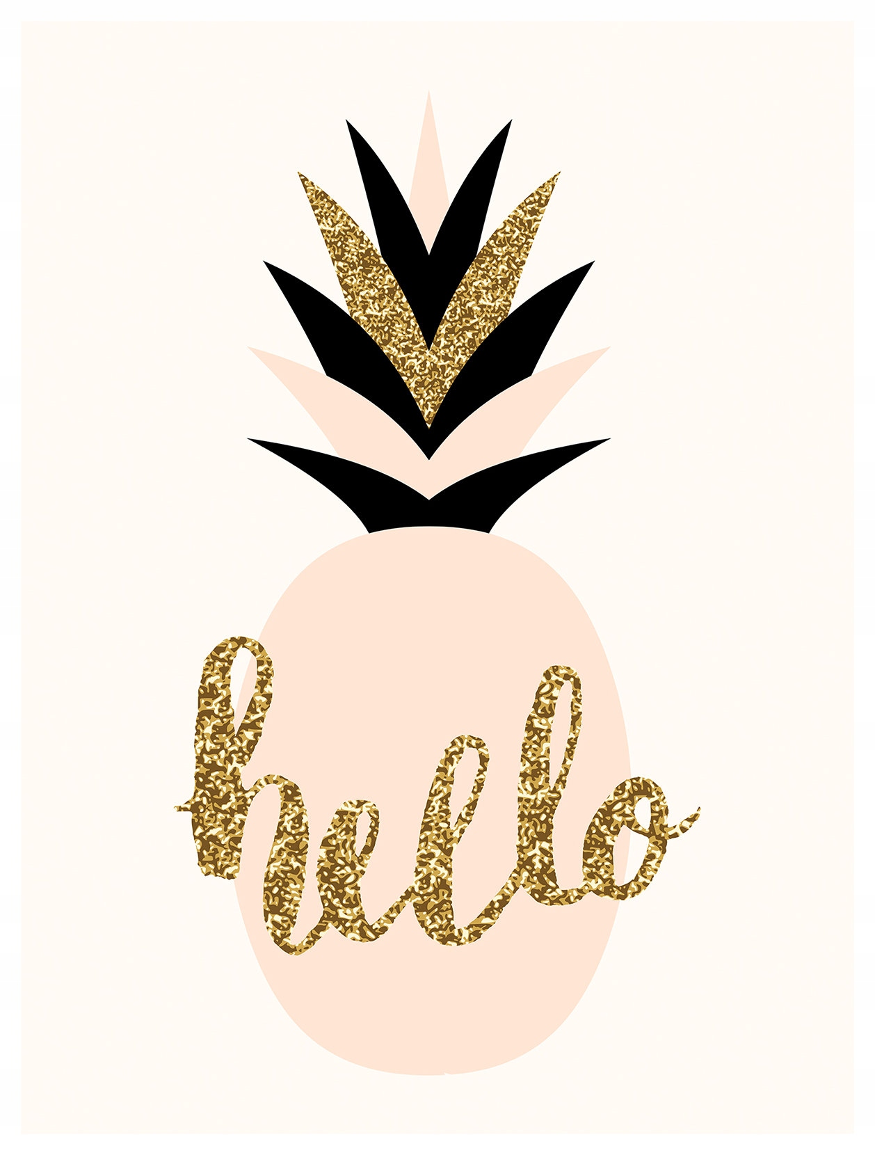 Fototapeta Ananas Hello Zlatá Béžová Růžová vinylová 184x254 lepidlo