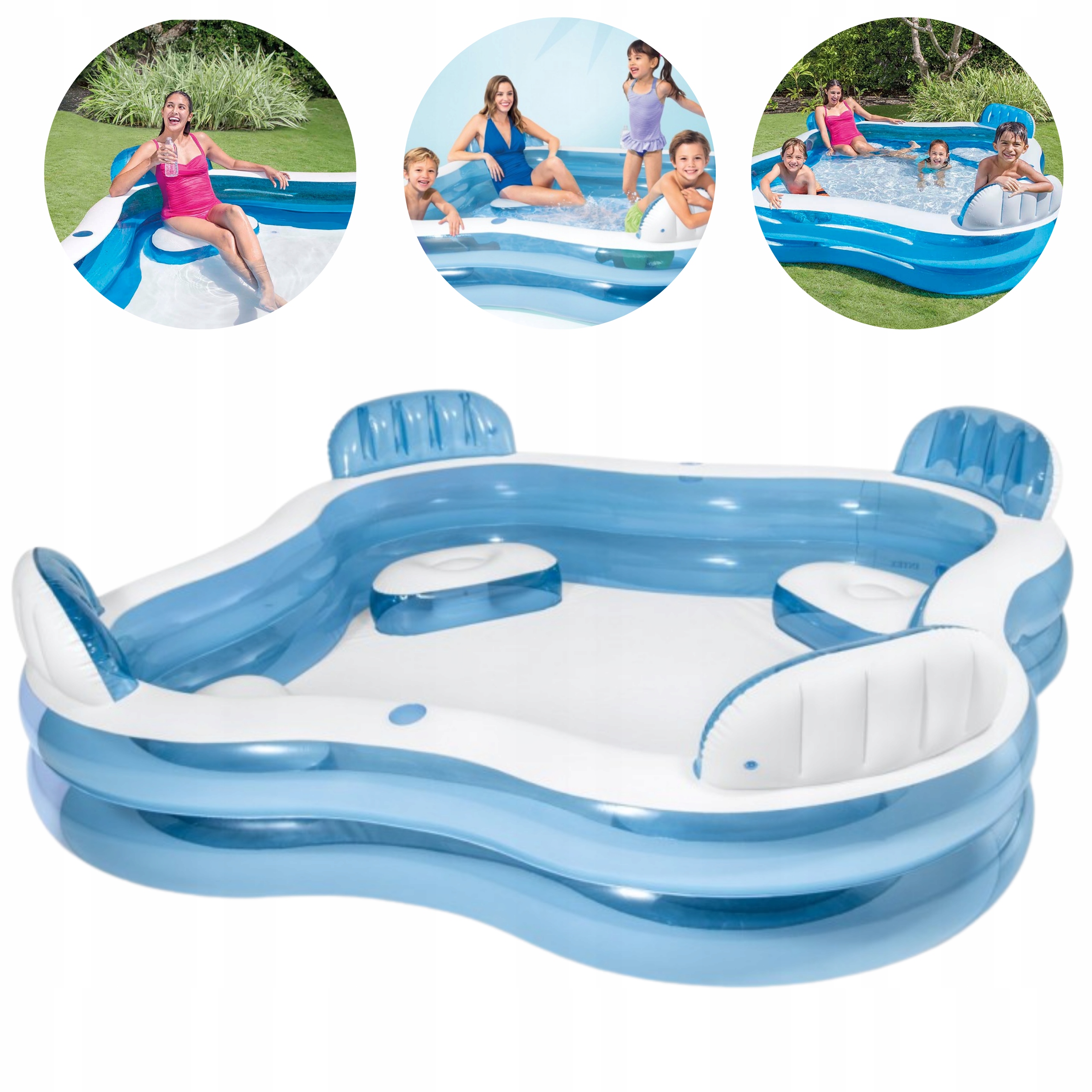 Nafukovací rodinný štvorcový bazén 229x229x66 cm Veľký detský bazén XXXL