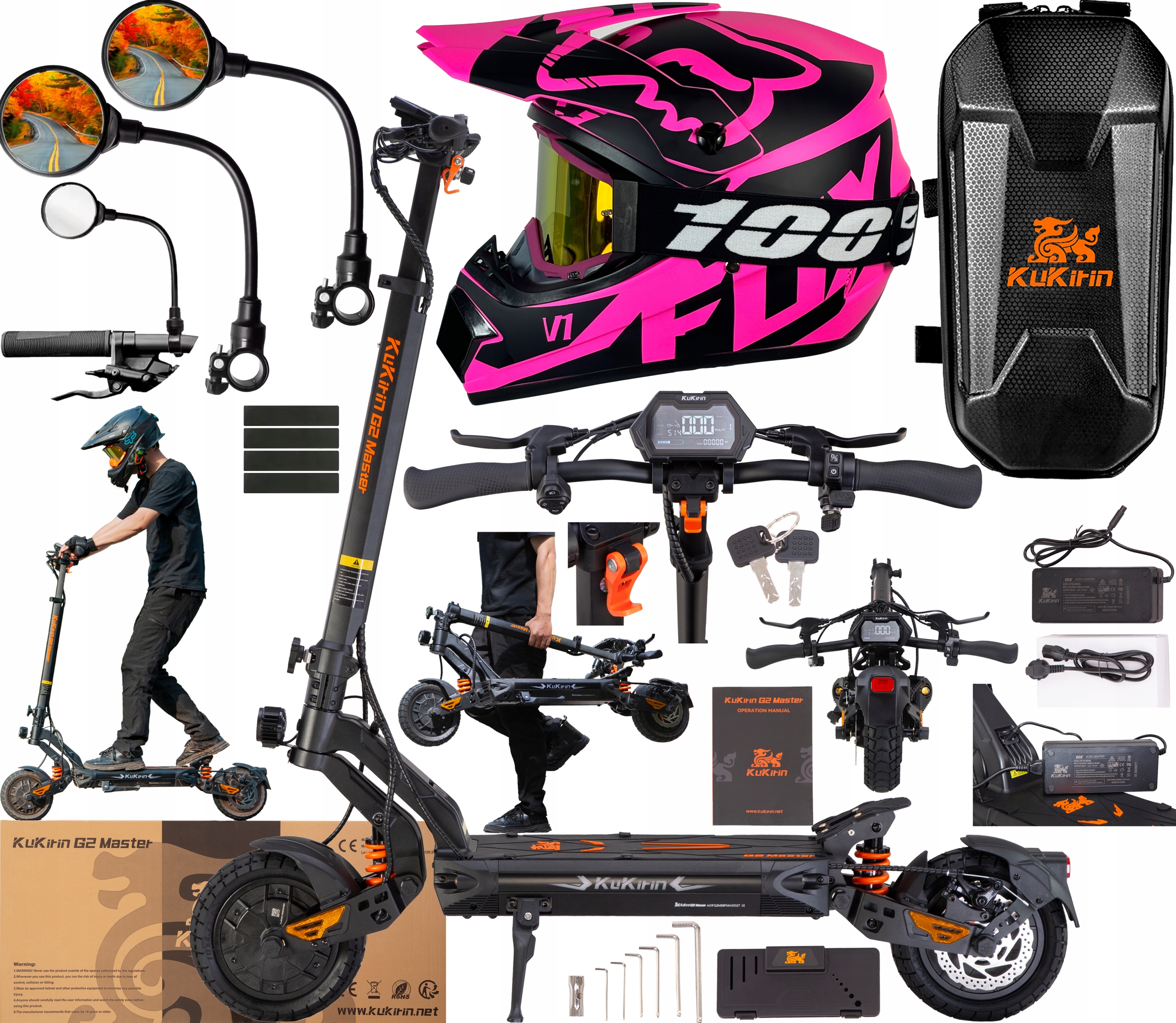 2026 KuKirin G2 Master 2000W 52V 20,8AH 60KM/H 70KM 10" terénní dárky