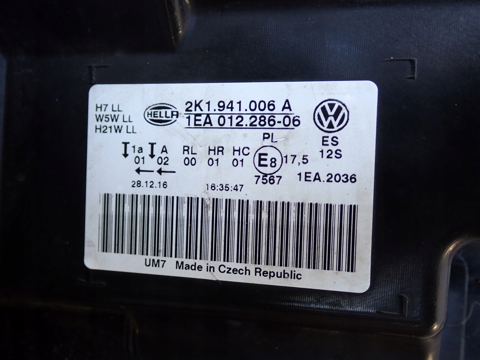 light right REFLEKTOR VW CADDY 4 IV 2K1941006B 15