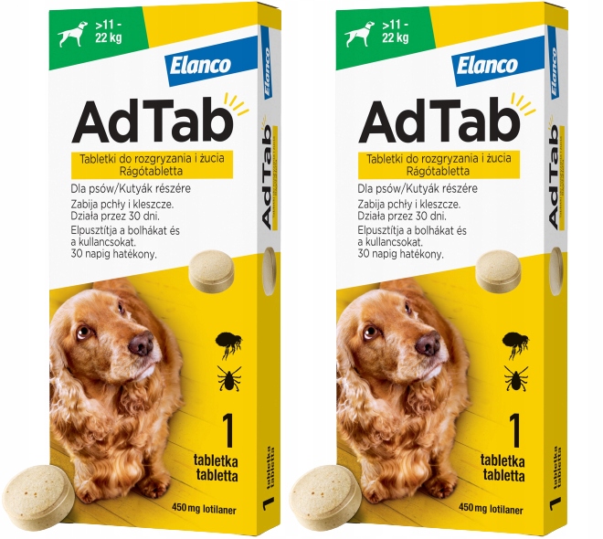 Adtab Tabletki Psa Pchły Kleszcze 60 dni 11-22kg