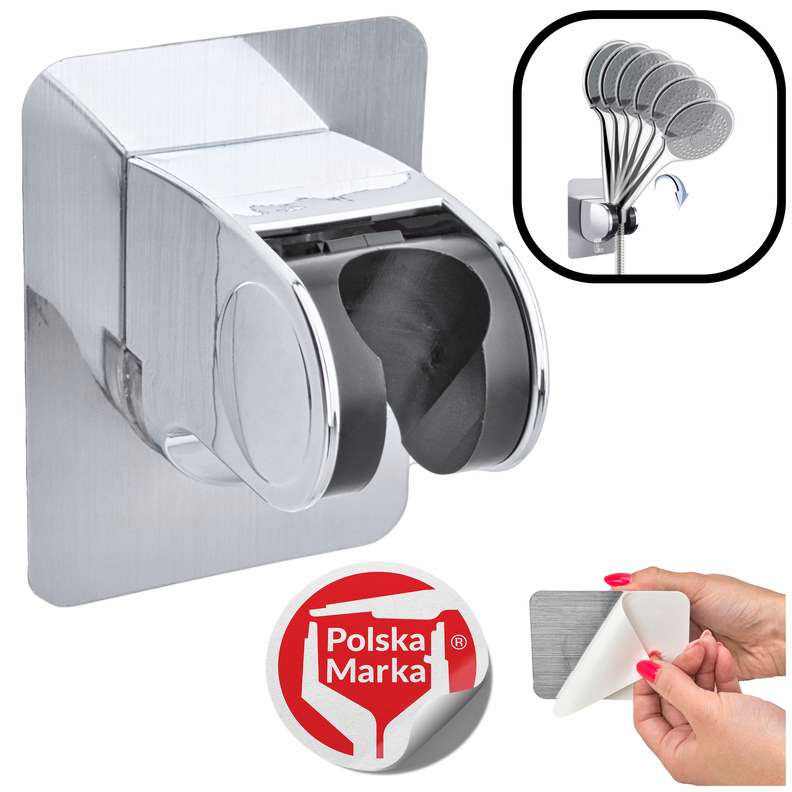 Uchwyt do prysznica regulowany samoprzylepny chrom