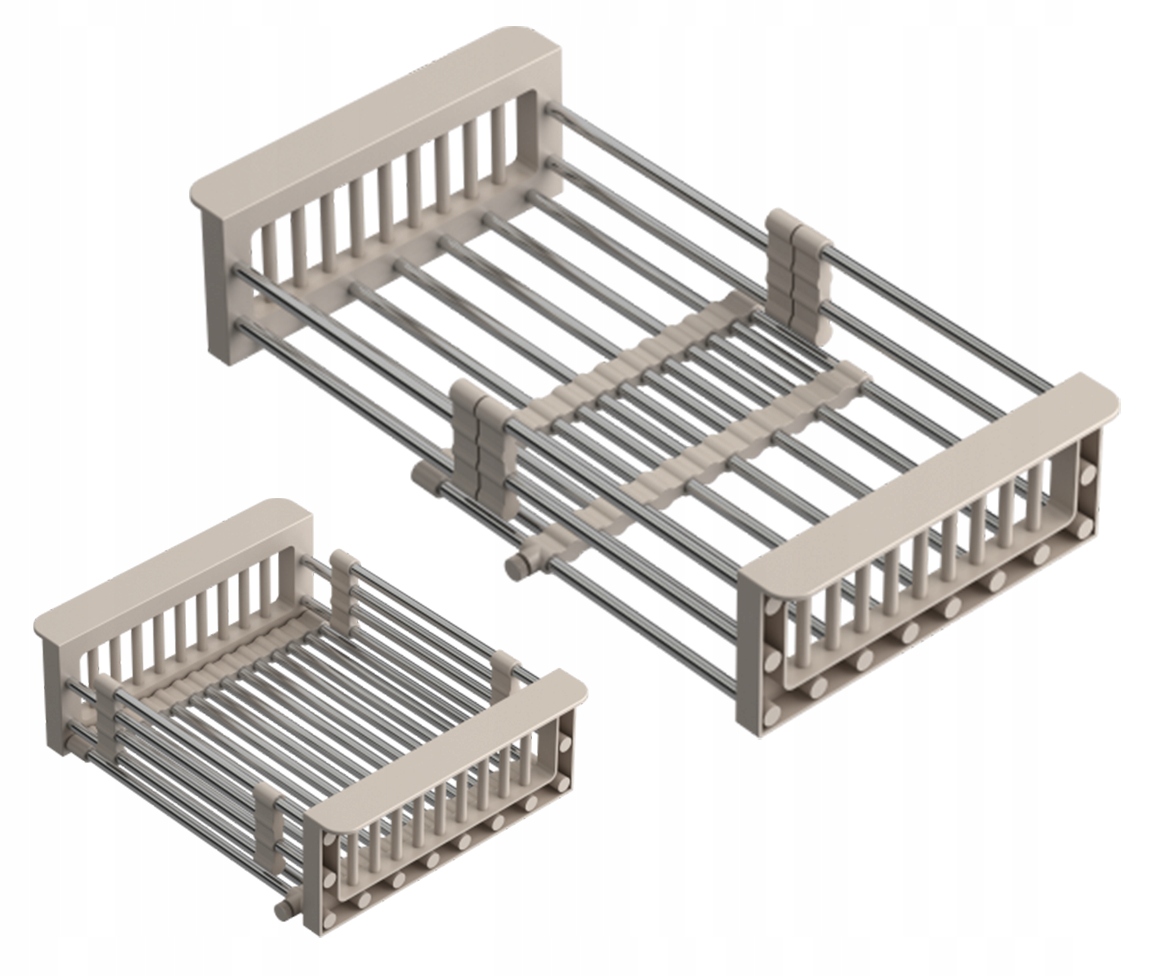 Teleskopický Košík Z Oceli Béžový S Odkapávačem Na Dřez