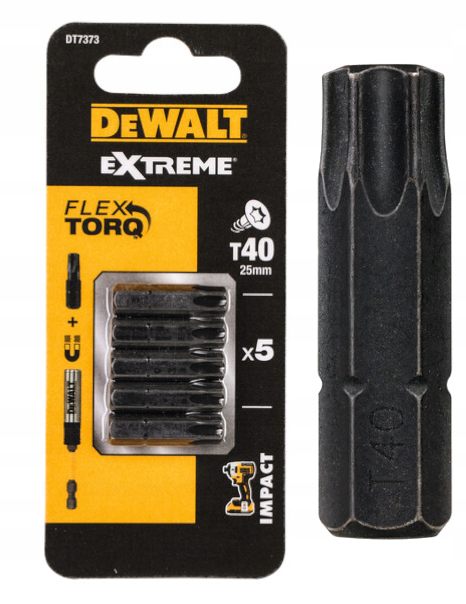 

Zestaw bitów udarowych Torx T40x25mm 5szt. DeWALT