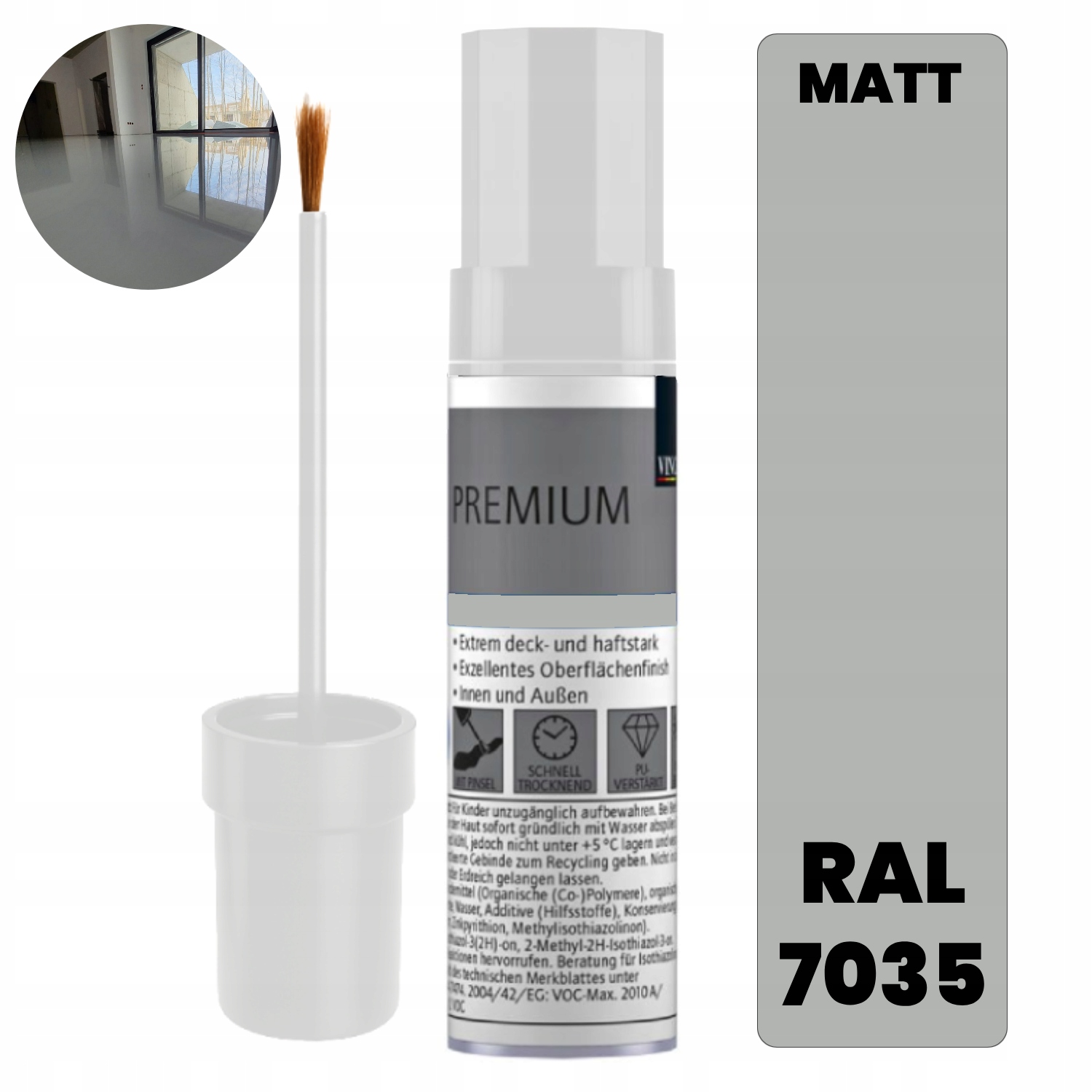 Ral 7035 Light grey Zaprawka do Łazienki Kuchni Salonu 12ml z pędzelkiem