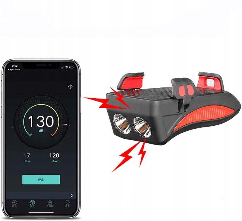 ROWEROWY UCHWYT NA TELEFON LAMPKA ROWEROWA LED MOCNA na rower KLAKSON Model LAMPKA NA PRZÓD Z ŁADOWANIEM