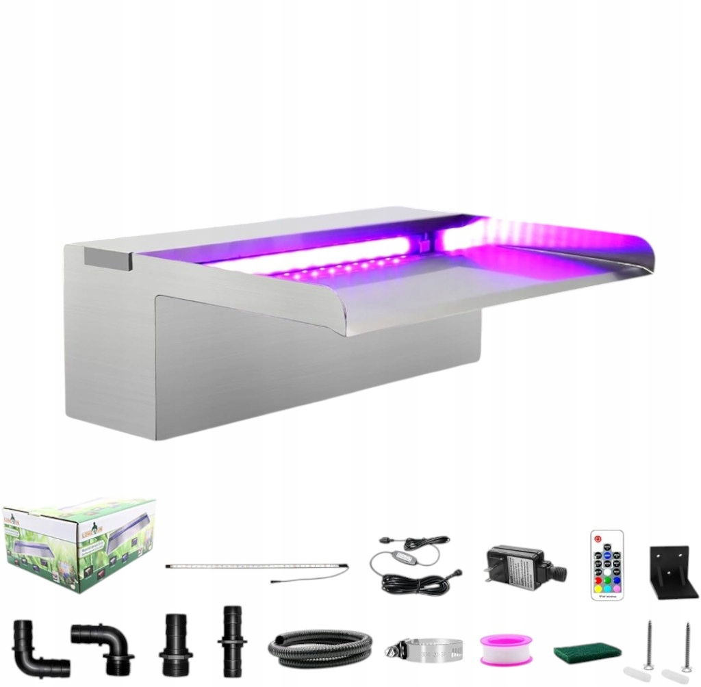 Longrun Vodopád z nerezové oceli Rgb Led, ovládání, do bazénu , jezírka