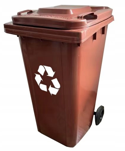Pojemnik na Śmieci 240l Kosz Odpady Kubeł do Segregacji Mocny brązowy