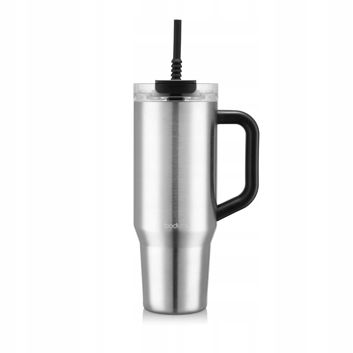 Bodum termohrnek se slámkou a držadlem Travel Mug 1,2 l stříbrný
