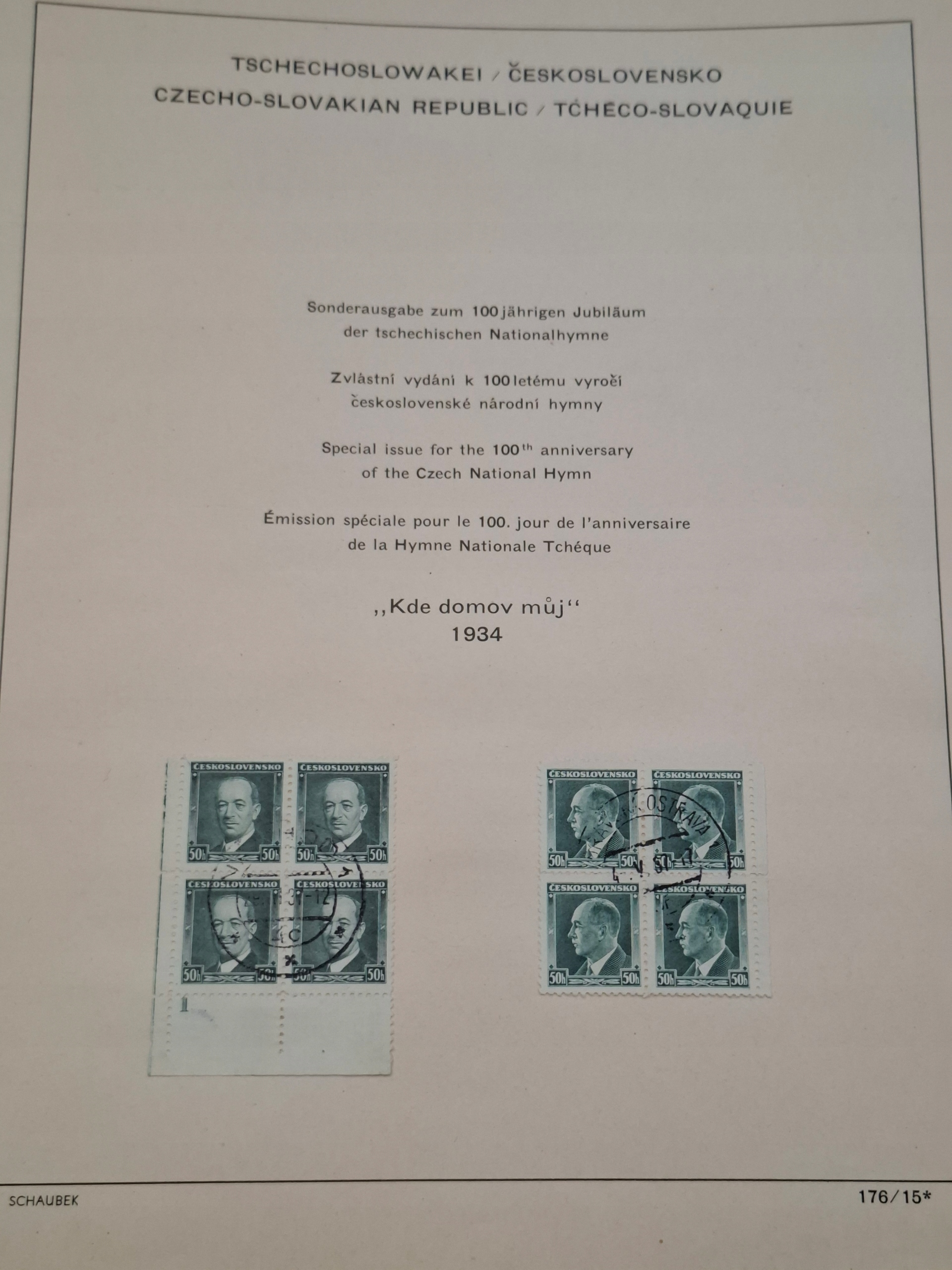 Znaczki Czechosłowacja strona z klasera Czechy