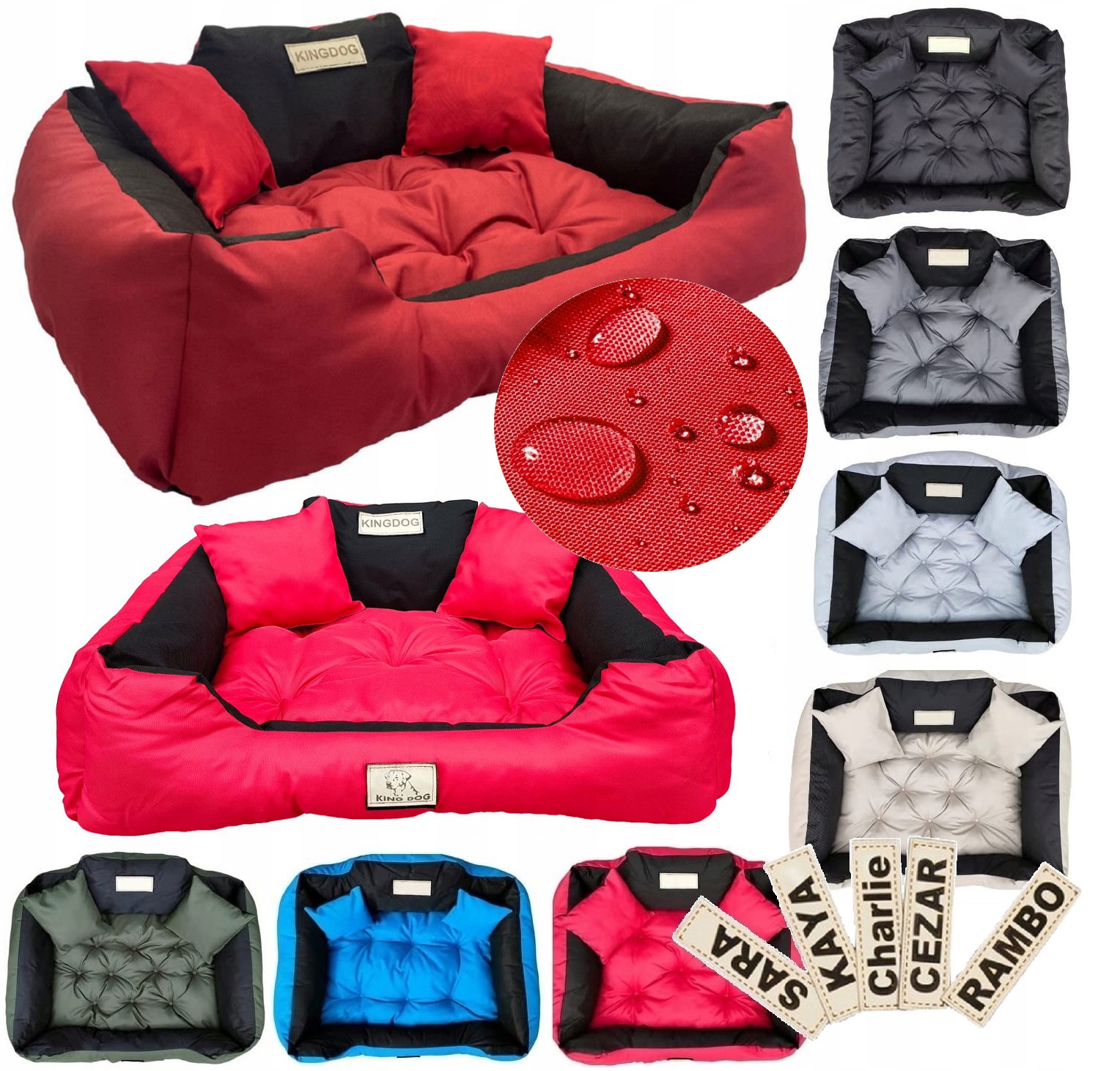 Levně pelíšek pro psa kotec Kingdog 75x65 cm personalizované voděodolné červené