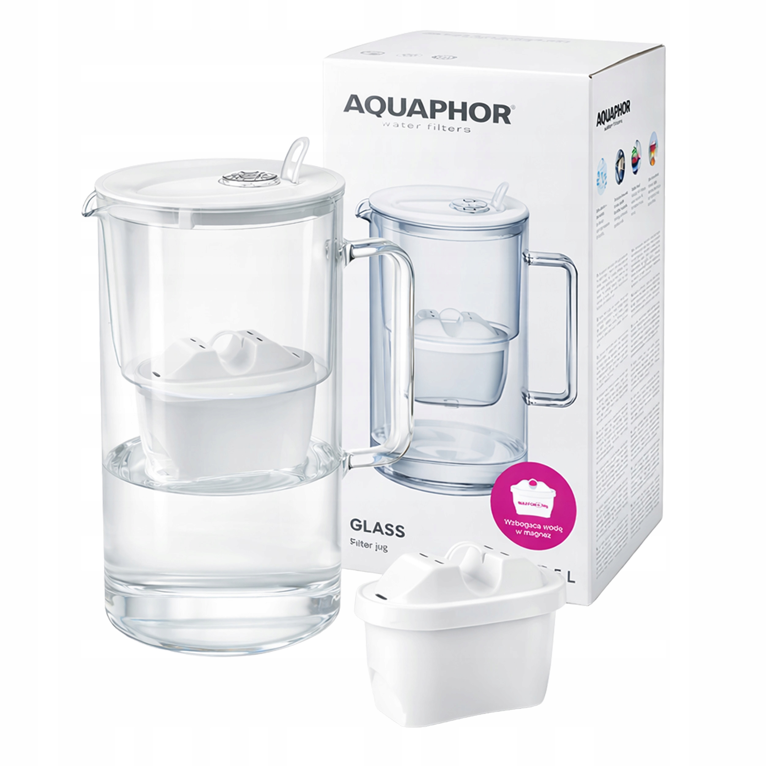 Zestaw Dzbanek Filtrujący Szklany Aquaphor Glass 2,5l 6x Wkład Maxfor Mg+
