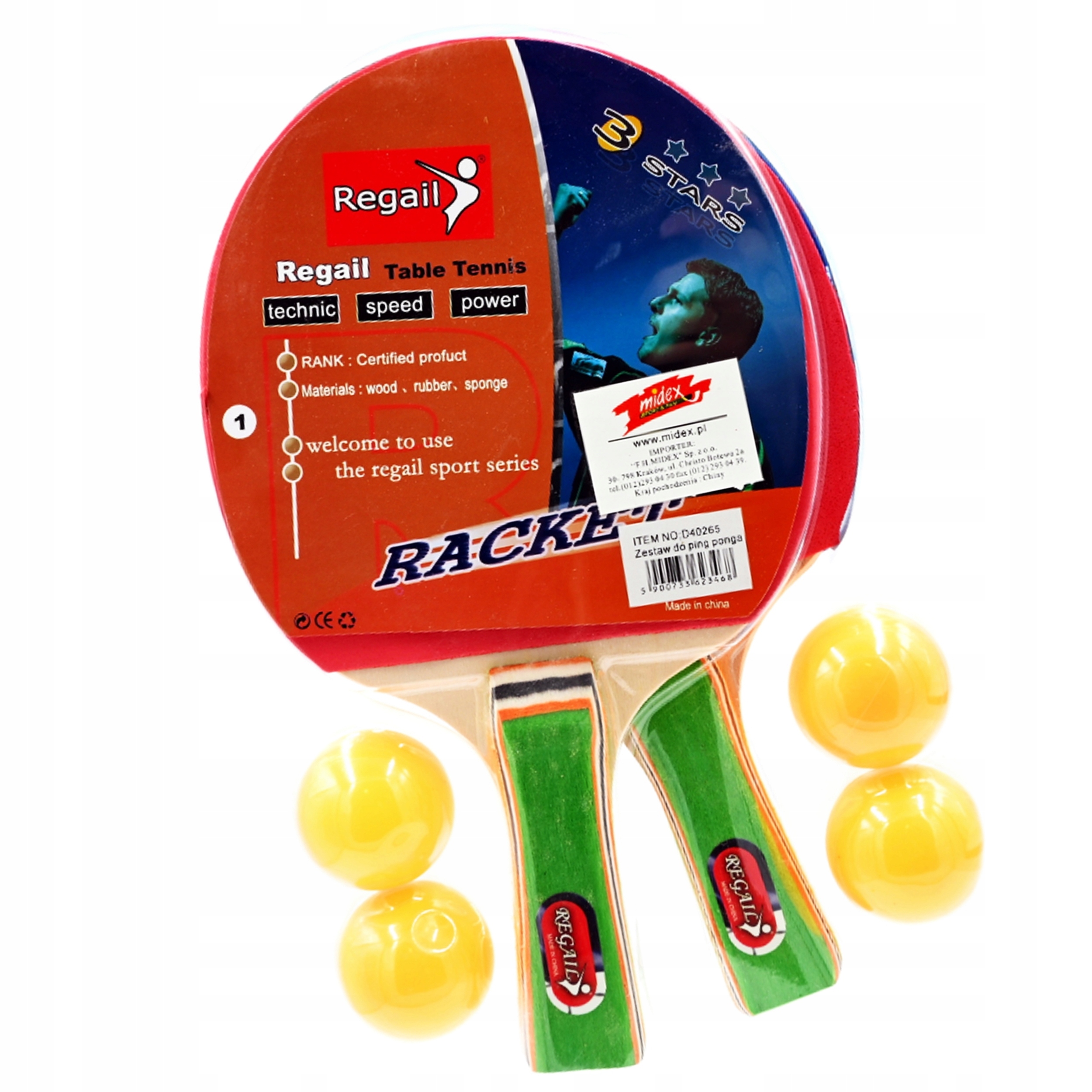 ZESTAW DO PING PONGA 2 PALETKI, 4 PIŁKI D40265