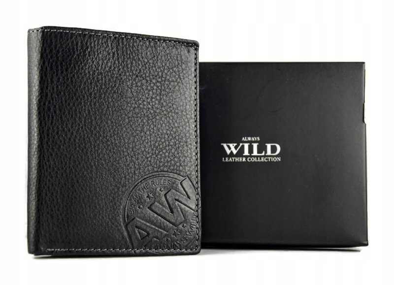 

Portfel Męski Czarny Skórzany Pudełko Rfid Aw