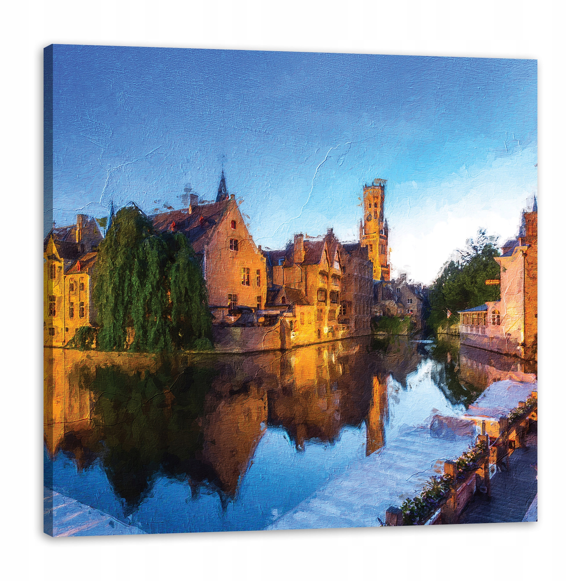 Obraz na plátně Řeka Město Olejový večer Styl 90x90 cm