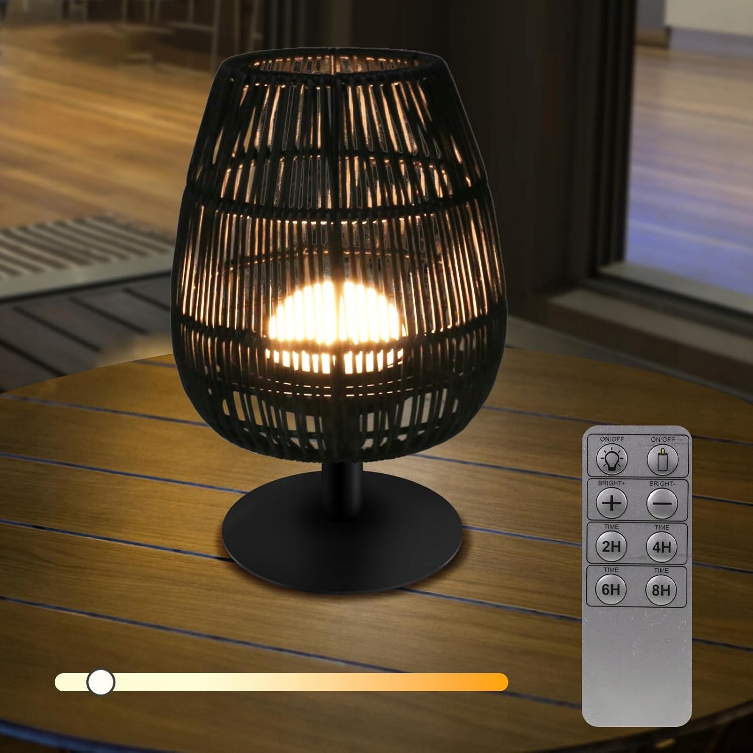 Venkovní ratanová Led stolní lampa Usb IP44 Dálkový Ovladač Bezdrátová