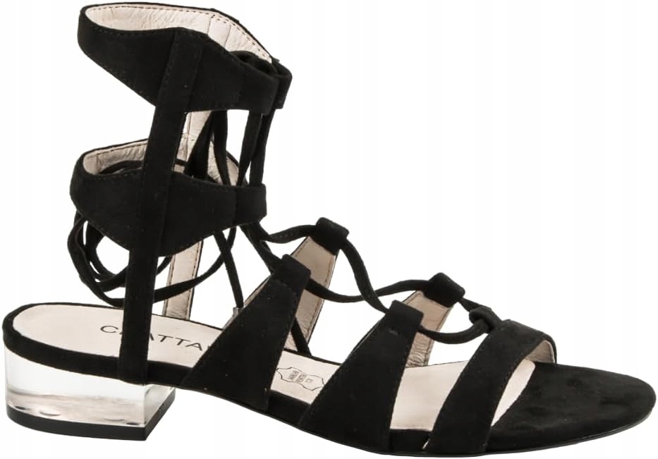 Chattawak Černé Gladiátorské Sandály S Průhledným Podpatkem 40 J1A