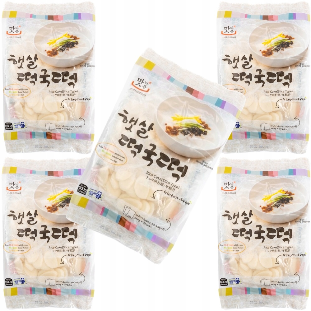 5 x Kluski Ryżowe Koreańskie Tteokbokki Tteokguk Plasterki 600g Matamun