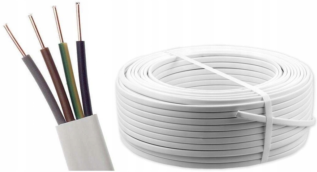 Inštalačný kábel YDYp 4X1,5 450/750V plochý drôt biely Damir 100 Metrov