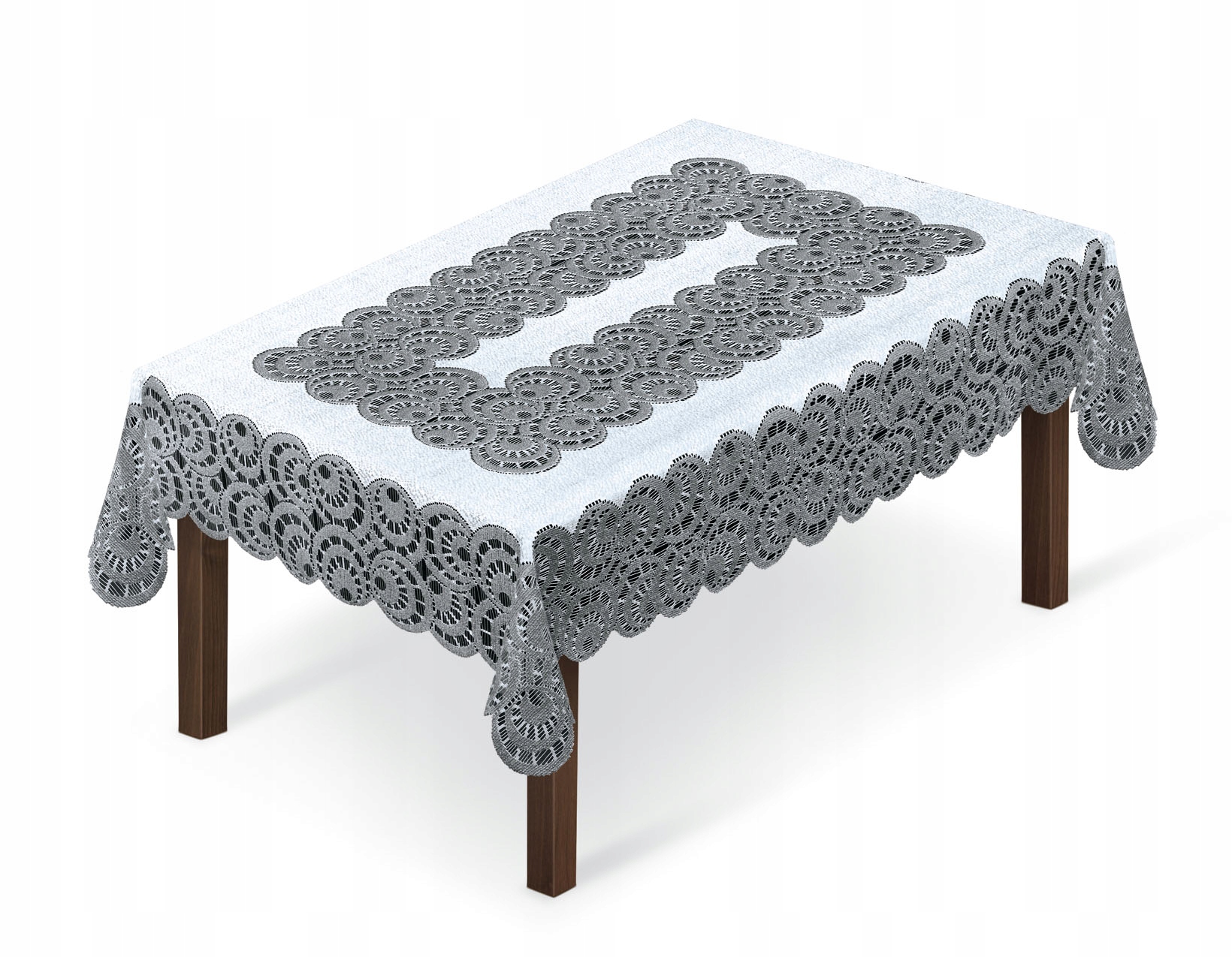 Obrus biało-szary 130x180 żakard prostokąt 249980