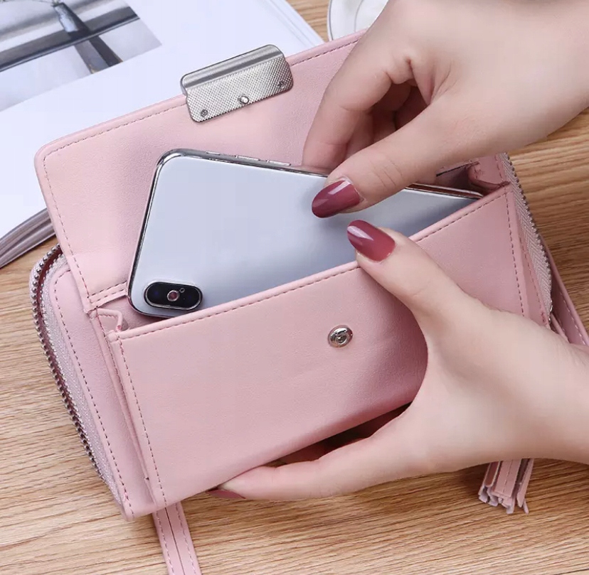 MINI TOREBKA NA TELEFON PORTFEL KOPERTÓWKA CZARNA Styl miejski