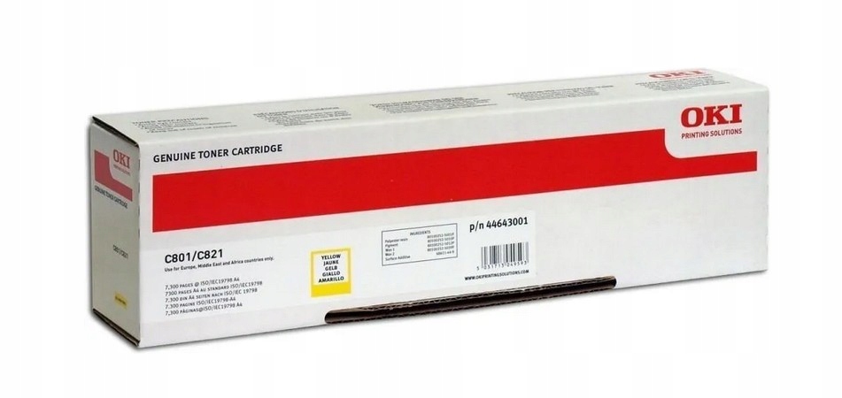 Toner Oki C801 44643001 7,3 tisíc Yellow Žltý Originál C801N C821 C821DN