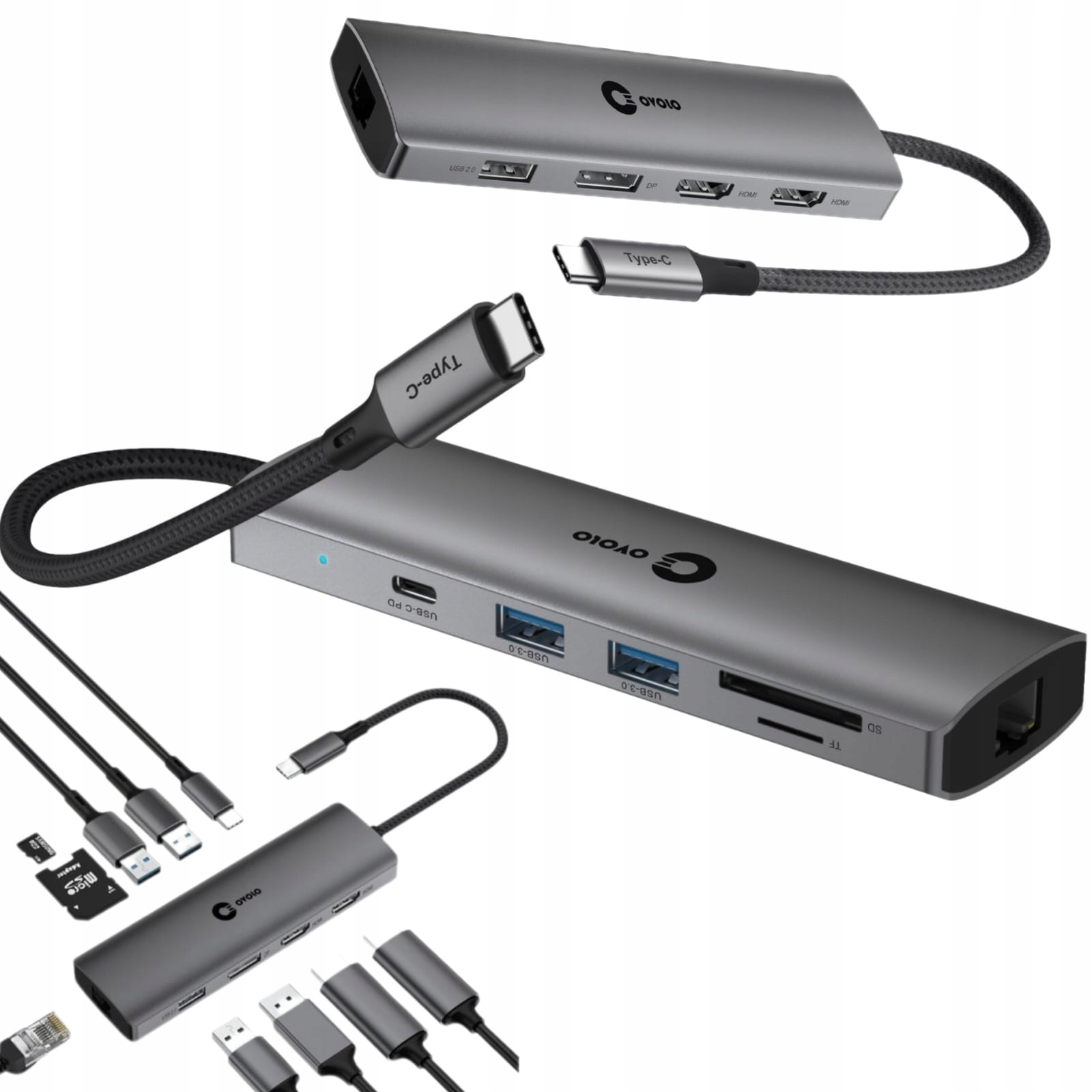 Dual Monitor Usb-c 2xHDMI 4K DisplayPort Lan Ethernet pro notebook Lenovo Hub