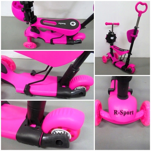 Hulajnoga H3 Jeździk R-Sport Świecące koła LED5w1 Hamulec tak